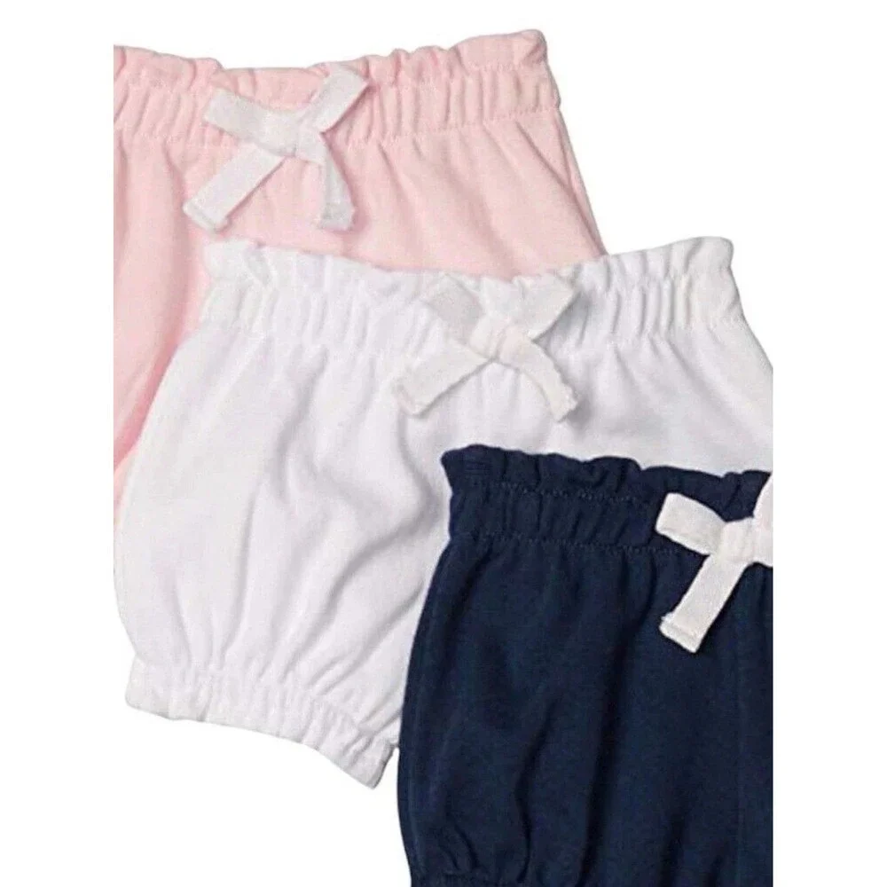 3 New Girls kids Bloomer Shorts Multipacks 3 Month blue white and pink